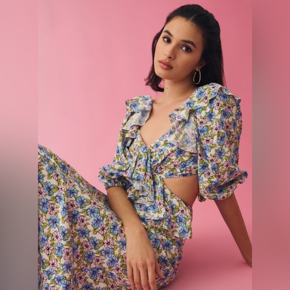 S O L D. Nobody's Child Puff-Sleeve Cutout Dress size 8 - Picture 7 of 12